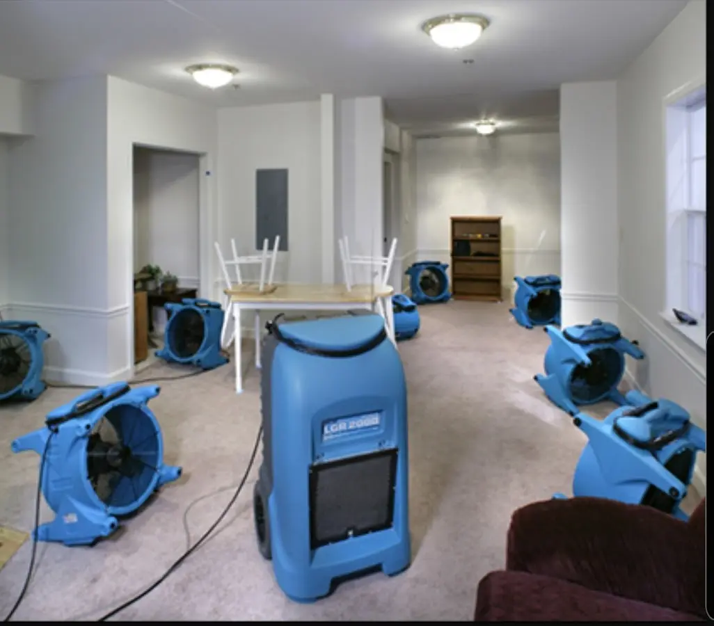 Air movers and dehumidifier setup for Water Extraction & Removal in Manheim